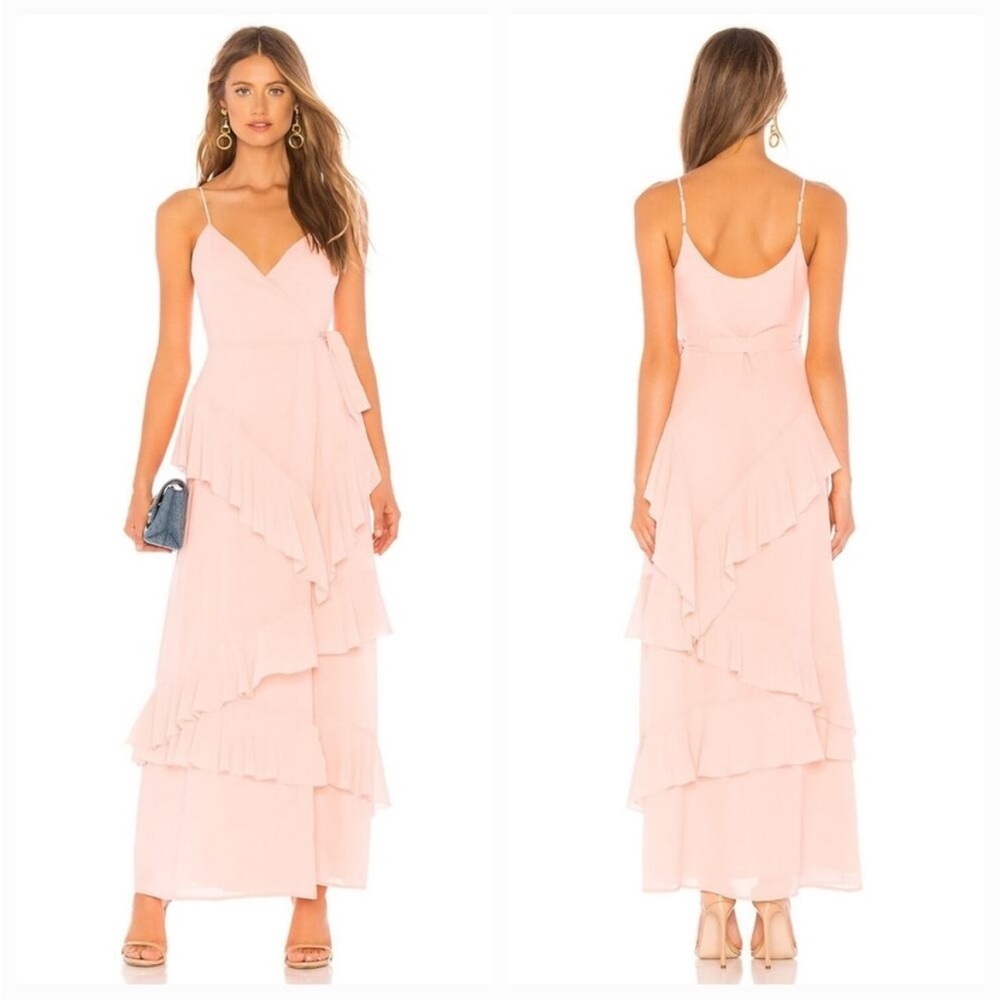 LPA Soft 253 Blush Pink Ruffled Maxi Dress